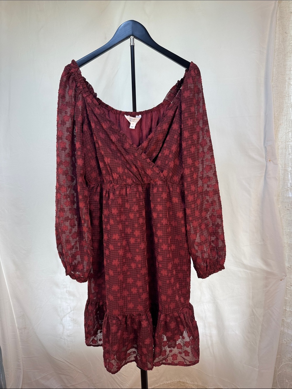 Market & Spruce Burgundy Floral Midi Dress